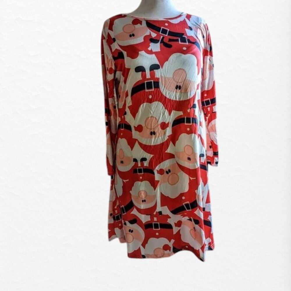 Women’s Santa Claus Christmas Dress Long Sleeve Holiday Shift Tunic
